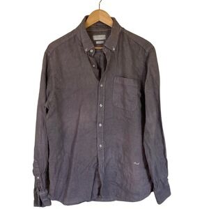 Porter‎ & Ash Men's Purple Linen Button-Up Shirt Size XL Classic Lightweight